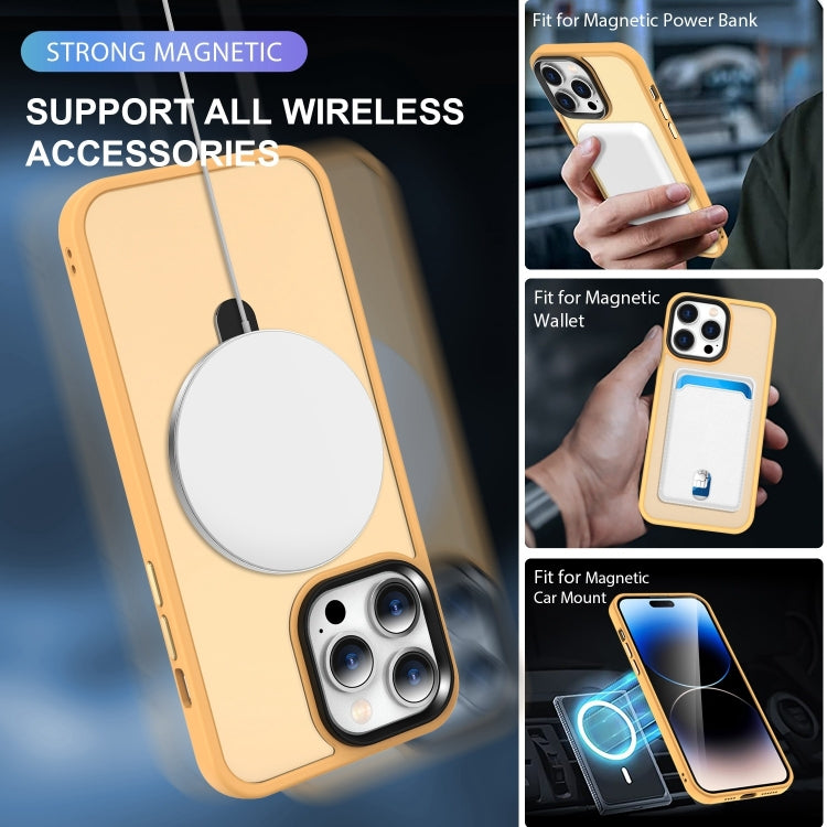 For iPhone 16 Pro Max Skin-feel MagSafe Holder PC Hybrid TPU Phone Case(Orange)