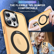 For iPhone 16 Pro Skin-feel MagSafe Holder PC Hybrid TPU Phone Case(Orange)
