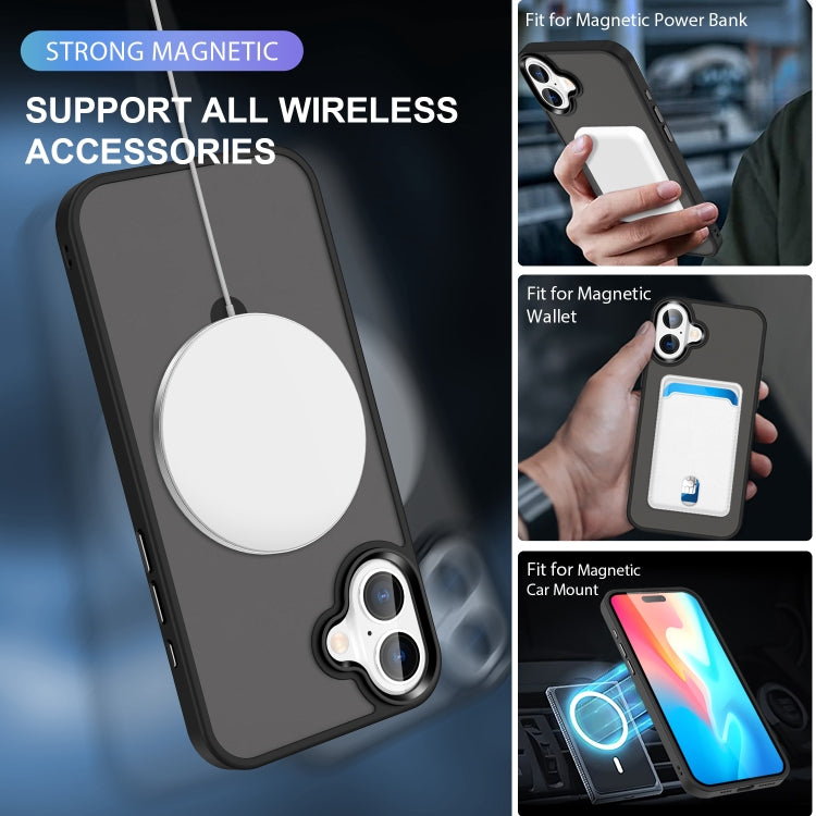 For iPhone 16 MagSafe Holder Skin-feel PC Hybrid TPU Phone Case(Black) - iPhone 16 Cases by PMC TechLife | Online Shopping South Africa | PMC TechLife | Buy Now Pay Later Mobicred