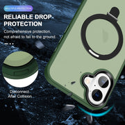 For iPhone 16 Skin-feel MagSafe Holder PC Hybrid TPU Phone Case(Green)