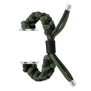 For Apple Watch Ultra 2 49mm Paracord Fishtail Braided Silicone Bead Watch Band(Black Army Green)