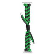 For Apple Watch Ultra 2 49mm Paracord Fishtail Braided Silicone Bead Watch Band(Black Green)