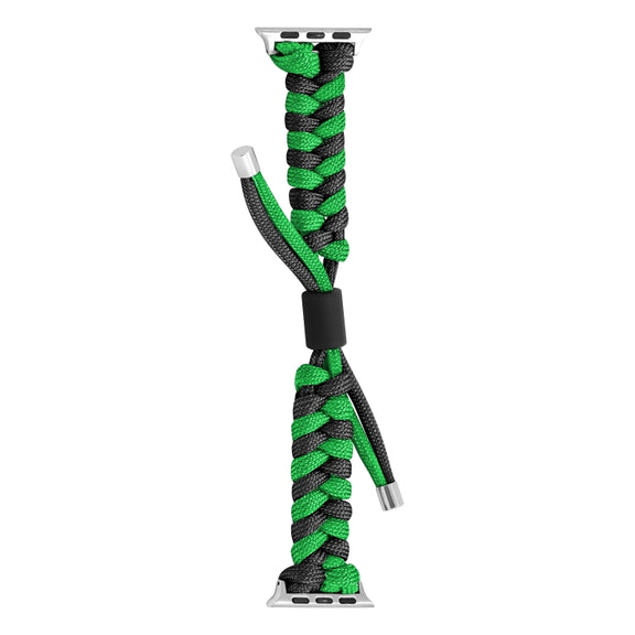 For Apple Watch Ultra 2 49mm Paracord Fishtail Braided Silicone Bead Watch Band(Black Green)
