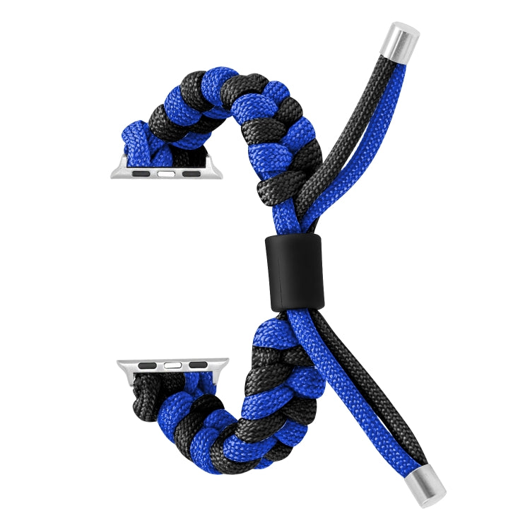 For Apple Watch Ultra 2 49mm Paracord Fishtail Braided Silicone Bead Watch Band(Black Blue)