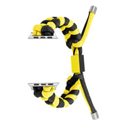 For Apple Watch Ultra 2 49mm Paracord Fishtail Braided Silicone Bead Watch Band(Black Yellow)