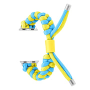 For Apple Watch Ultra 2 49mm Paracord Fishtail Braided Silicone Bead Watch Band(Light Blue Yellow)