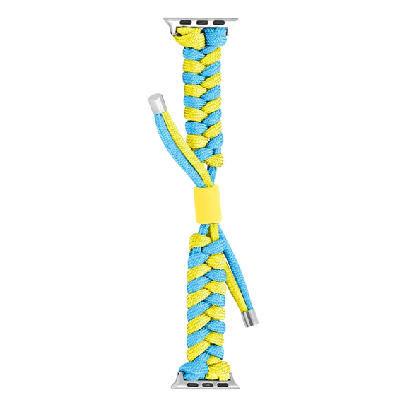 For Apple Watch Ultra 2 49mm Paracord Fishtail Braided Silicone Bead Watch Band(Light Blue Yellow)