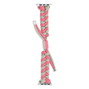 For Apple Watch Ultra 2 49mm Paracord Fishtail Braided Silicone Bead Watch Band(Pink Grey)