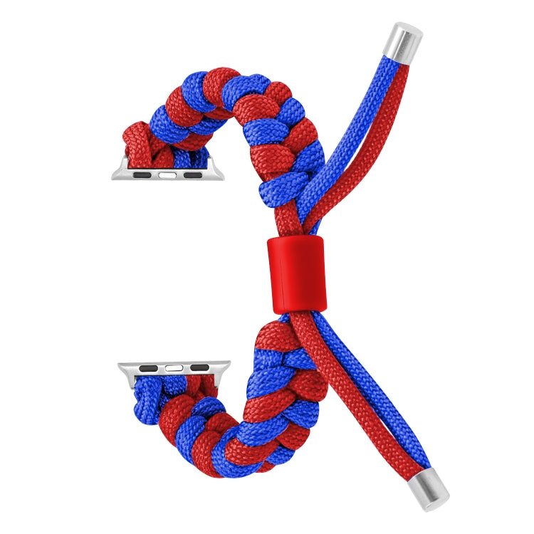 For Apple Watch Ultra 2 49mm Paracord Fishtail Braided Silicone Bead Watch Band(Blue Red)
