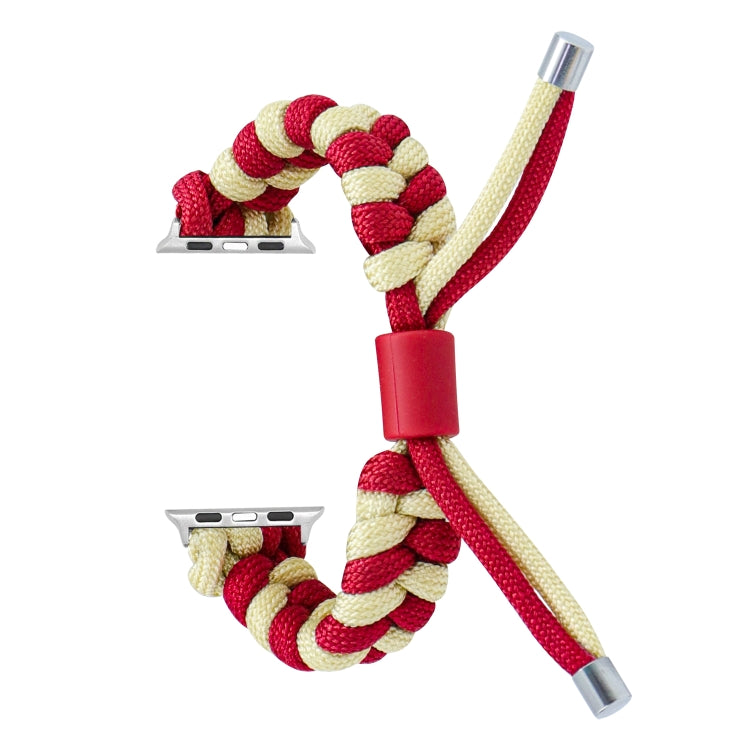 For Apple Watch Ultra 2 49mm Paracord Fishtail Braided Silicone Bead Watch Band(Red Light Yellow)
