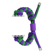 For Apple Watch Ultra 2 49mm Paracord Fishtail Braided Silicone Bead Watch Band(Dark Purple Green)