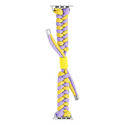 For Apple Watch Ultra 2 49mm Paracord Fishtail Braided Silicone Bead Watch Band(Purple Yellow)