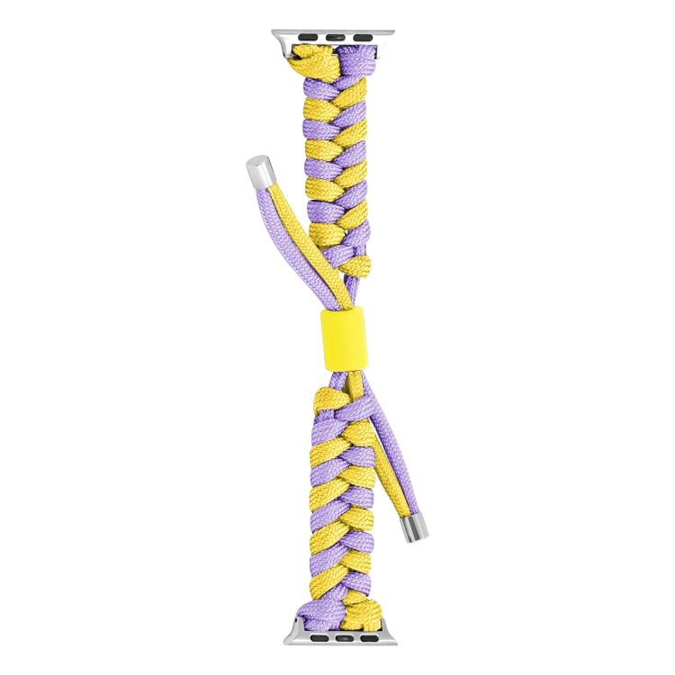 For Apple Watch Ultra 2 49mm Paracord Fishtail Braided Silicone Bead Watch Band(Purple Yellow)