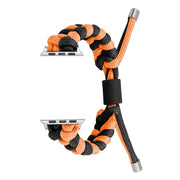 For Apple Watch Ultra 49mm Paracord Fishtail Braided Silicone Bead Watch Band(Black Orange)