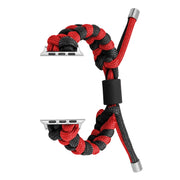 For Apple Watch Ultra 49mm Paracord Fishtail Braided Silicone Bead Watch Band(Black Red)
