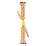 For Apple Watch Ultra 49mm Paracord Fishtail Braided Silicone Bead Watch Band(Orange Yellow)