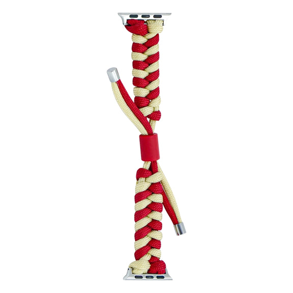 For Apple Watch Ultra 49mm Paracord Fishtail Braided Silicone Bead Watch Band(Red Light Yellow)