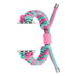 For Apple Watch Ultra 49mm Paracord Fishtail Braided Silicone Bead Watch Band(Rose Red Green) - Watch Bands by PMC TechLife | Online Shopping South Africa | PMC TechLife | Buy Now Pay Later Mobicred