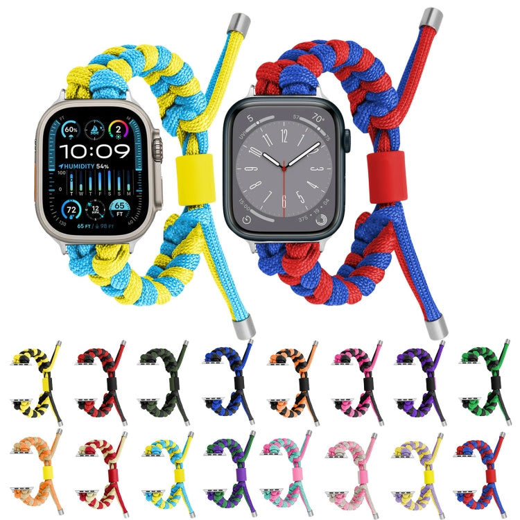 For Apple Watch Ultra 2 49mm Paracord Fishtail Braided Silicone Bead Watch Band(Black Army Green)