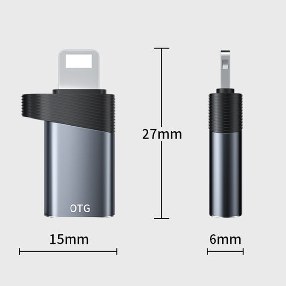 ADS-616B 8 Pin Male to USB-C/Type-C Female OTG Adapter(Gun Grey)