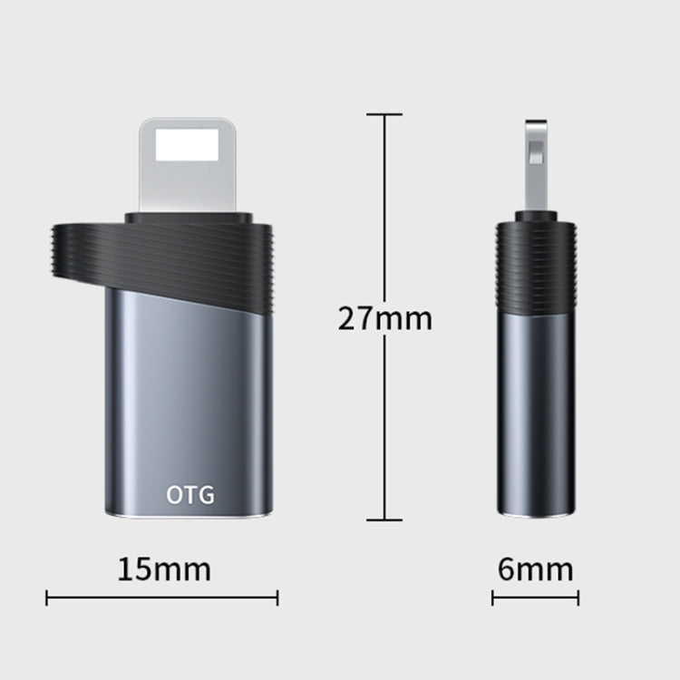 ADS-616B 8 Pin Male to USB-C/Type-C Female OTG Adapter(Grey)