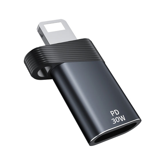 ADS-616A PD 30W 8 Pin Male to USB-C/Type-C Female Adapter(Gun Grey)