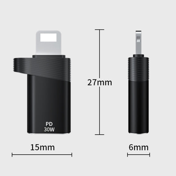ADS-616A PD 30W 8 Pin Male to USB-C/Type-C Female Adapter(Gun Grey)