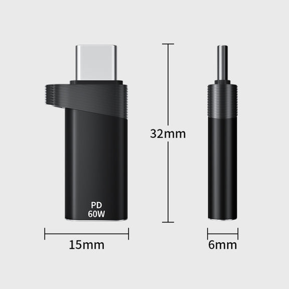 ADS-615 PD 60W USB-C/Type-C Male to 8 Pin Female Adapter(Gun Grey)