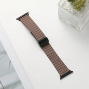 For Apple Watch SE 2023 44mm Water Ripple Magnetic Folding Buckle Watch Band, Style: Bold Version(Light Brown)