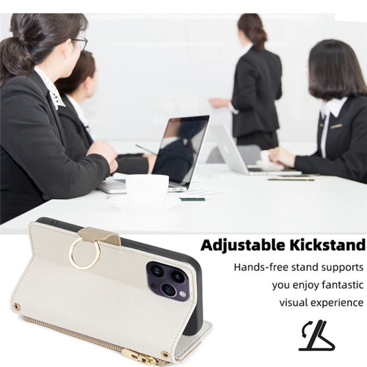 For Sharp Aquos Sense7 Plus Crossbody Litchi Texture Leather Phone Case(White) - More Brand by PMC TechLife | Online Shopping South Africa | PMC TechLife | Buy Now Pay Later Mobicred