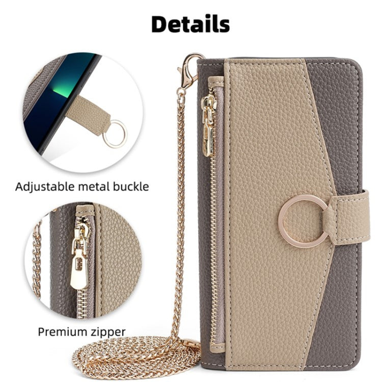 For Sharp Aquos R9 Crossbody Litchi Texture Leather Phone Case(Grey)