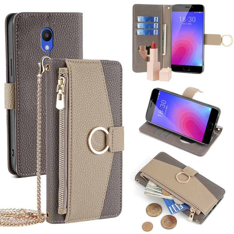 For Meizu M6 Crossbody Litchi Texture Leather Phone Case(Grey) - Meizu by PMC TechLife | Online Shopping South Africa | PMC TechLife | Buy Now Pay Later Mobicred