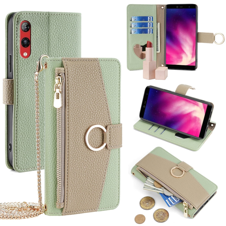 For Rakuten Hand 4G Crossbody Litchi Texture Leather Phone Case(Green) - More Brand by PMC TechLife | Online Shopping South Africa | PMC TechLife | Buy Now Pay Later Mobicred