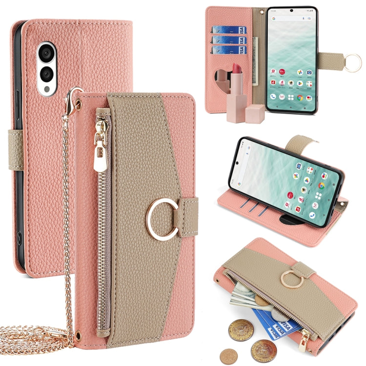 For Fujitsu Arrows N F-51C Crossbody Litchi Texture Leather Phone Case(Pink) - More Brand by PMC TechLife | Online Shopping South Africa | PMC TechLife | Buy Now Pay Later Mobicred