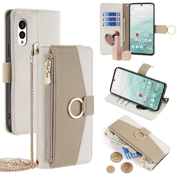 For Fujitsu Arrows N F-51C Crossbody Litchi Texture Leather Phone Case(White)
