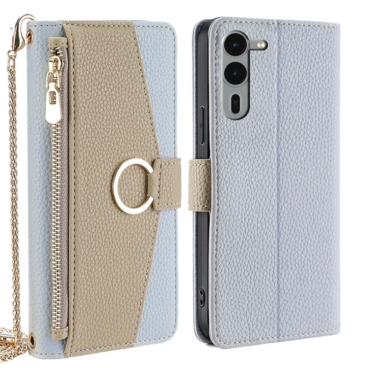 For Fujitsu Arrows We2 Plus Crossbody Litchi Texture Leather Phone Case(Blue) - More Brand by PMC TechLife | Online Shopping South Africa | PMC TechLife | Buy Now Pay Later Mobicred