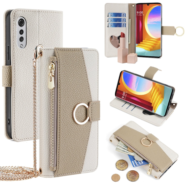 For LG Velvet Crossbody Litchi Texture Leather Phone Case(White) - free shipping - PMC Jewellery - Order now!