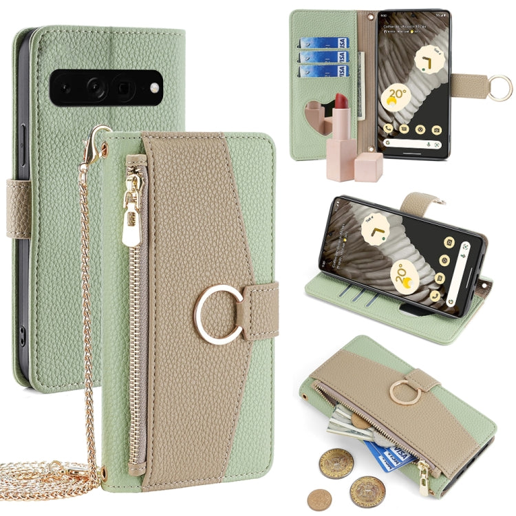 For Google Pixel 7 Pro Crossbody Litchi Texture Leather Phone Case(Green) - Google Cases by PMC TechLife | Online Shopping South Africa | PMC TechLife | Buy Now Pay Later Mobicred