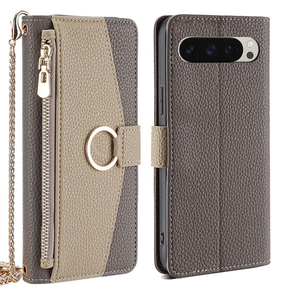 For Google Pixel 9 Crossbody Litchi Texture Leather Phone Case(Grey)