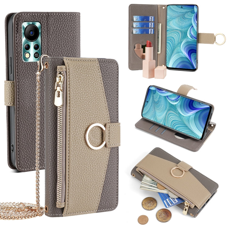 For Infinix Hot 11s NFC Crossbody Litchi Texture Leather Phone Case(Grey) - free shipping - PMC TechLife - Order now!