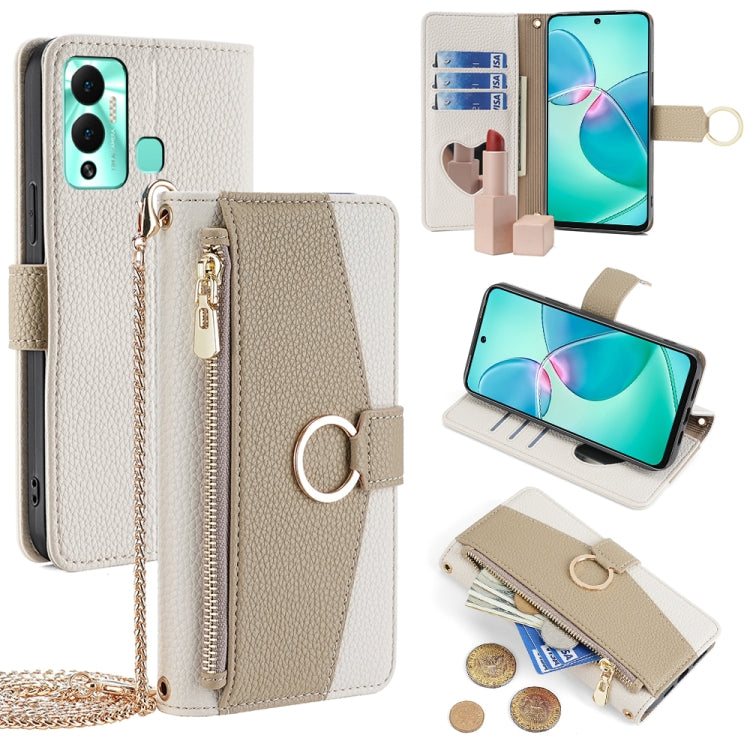 For Infinix Hot 12 Play Crossbody Litchi Texture Leather Phone Case(White) - Infinix Cases by PMC TechLife | Online Shopping South Africa | PMC TechLife | Buy Now Pay Later Mobicred