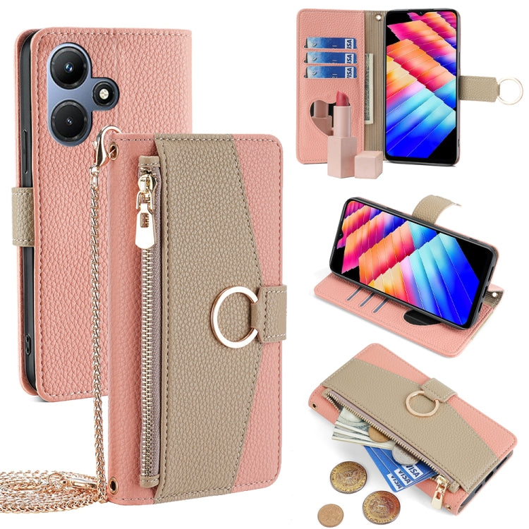 For Infinix Hot 30i 4G Crossbody Litchi Texture Leather Phone Case(Pink) - Infinix Cases by PMC TechLife | Online Shopping South Africa | PMC TechLife | Buy Now Pay Later Mobicred