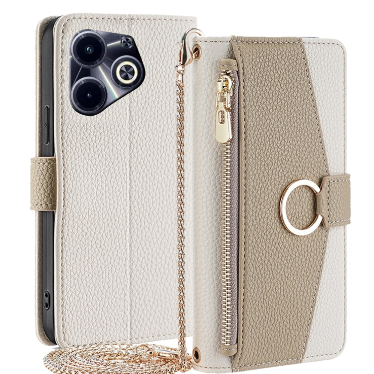 For Infinix Hot 40i Crossbody Litchi Texture Leather Phone Case(White) - Infinix Cases by PMC TechLife | Online Shopping South Africa | PMC TechLife | Buy Now Pay Later Mobicred