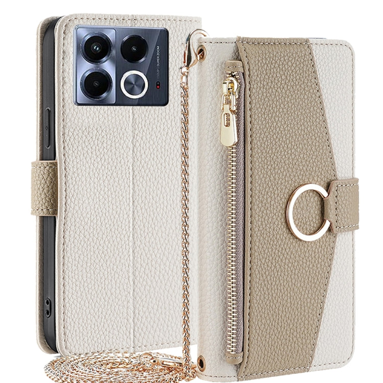 For Infinix Note 40 5G Crossbody Litchi Texture Leather Phone Case(White) - Infinix Cases by PMC TechLife | Online Shopping South Africa | PMC TechLife | Buy Now Pay Later Mobicred