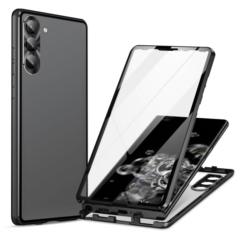For Samsung Galaxy S24+ 5G HD Full Cover Magnetic Metal Tempered Glass Phone Case(Black) - Galaxy S24+ 5G Cases by PMC TechLife | Online Shopping South Africa | PMC TechLife