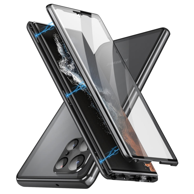 For Samsung Galaxy S24 Ultra 5G HD Full Cover Magnetic Metal Tempered Glass Phone Case(Black) - Galaxy S24 Ultra 5G Cases by PMC TechLife | Online Shopping South Africa | PMC TechLife