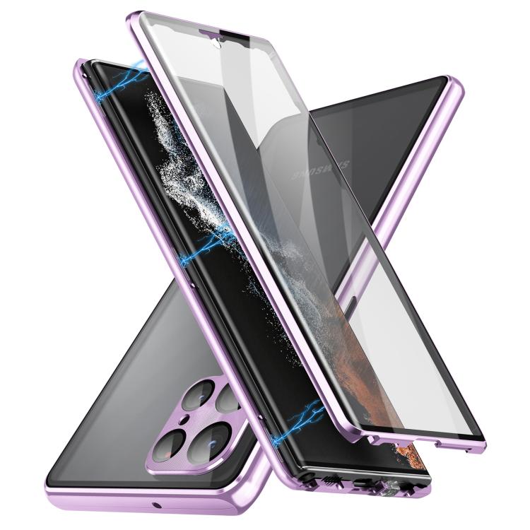 For Samsung Galaxy S25 Ultra 5G HD Full Cover Magnetic Metal Tempered Glass Phone Case(Purple) - Galaxy S25 Ultra 5G Cases by PMC TechLife | Online Shopping South Africa | PMC TechLife | Buy Now Pay Later Mobicred