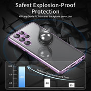 For Samsung Galaxy S25 Ultra 5G HD Full Cover Magnetic Metal Tempered Glass Phone Case(Silver)