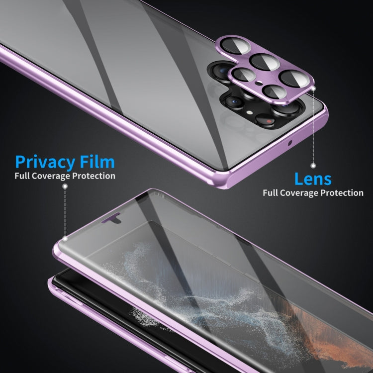 For Samsung Galaxy S25 Ultra 5G HD Full Cover Magnetic Metal Tempered Glass Phone Case(Gold)