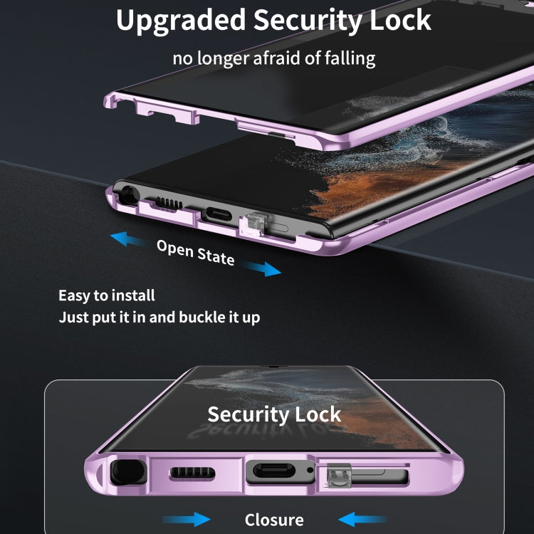 For Samsung Galaxy S25 Ultra 5G HD Full Cover Magnetic Metal Tempered Glass Phone Case(Gold)